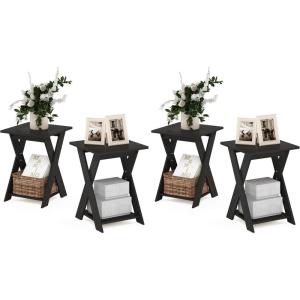 Furinno Modern Simplistic End Table Set, 4-Pack, Espresso(Espresso)