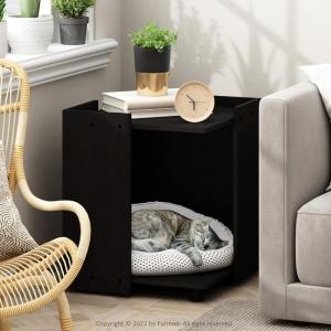 Furinno PELI Side Table, Square End Table with Storage Shelf, Night Stand, Bedside Table, for Living Room, Bedroom, Americano(Americano)
