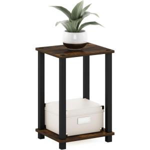 Furinno Simplistic End Table, 2-Pack, French Oak/Black(Amber Pine/Black)