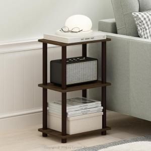 Furinno Simplistic End Table, 2-Pack, French Oak/Black(Walnut/Brown)
