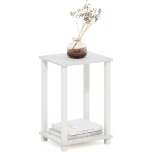 Furinno Simplistic End Table, 2-Pack, French Oak/Black(White/White)