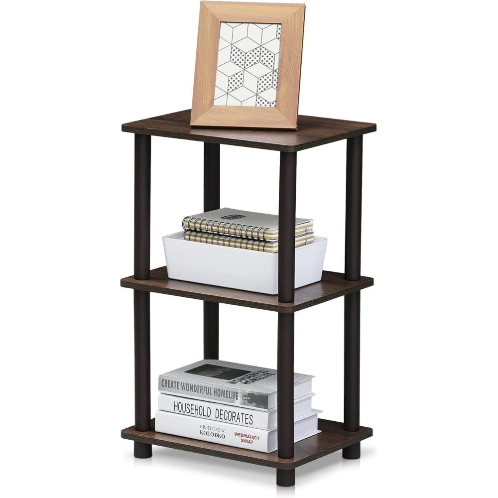 imageFURINNO 3 shelves TurnNTube Ladder Space Shelf WalnutBrownWalnutBrown