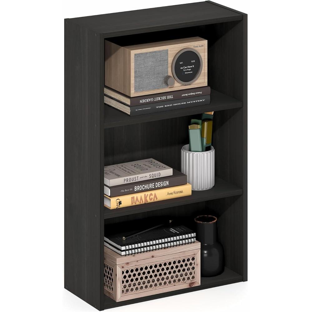 imageFurinno PASIR Book Shelf 3Tier Bookshelf Storage Shelves Bookcase 97 x 237 x 315 for Living Room Bedroom Home Office Dark EspressoEspresso