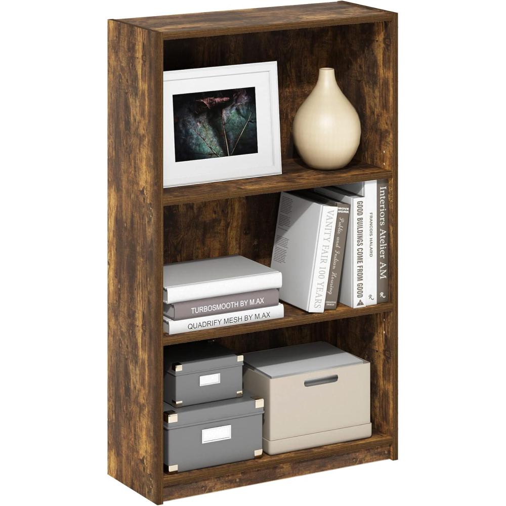 imageFurinno Pasir 3 Tier Display Bookcase WhiteAmber Pine