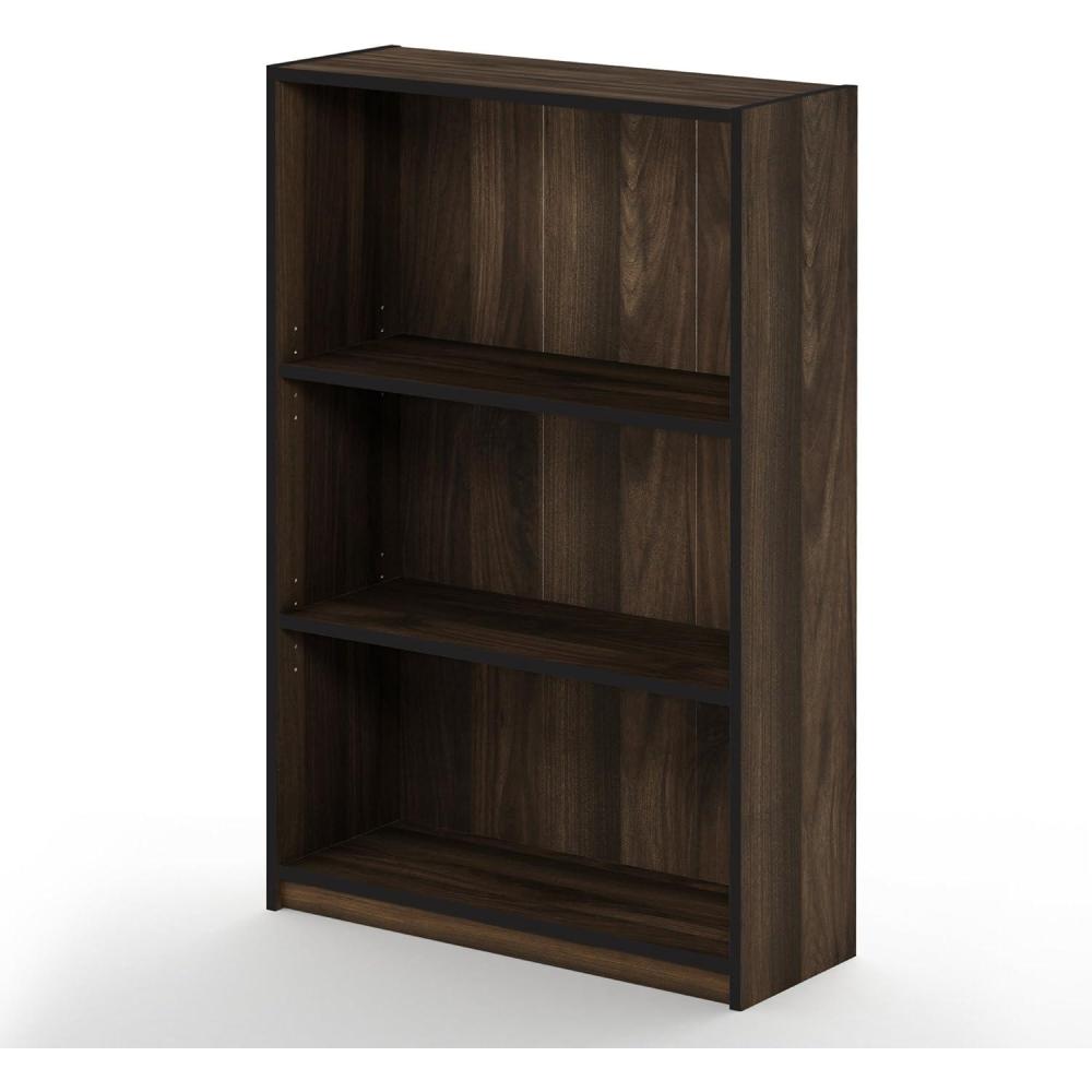 imageFurinno Pasir 3 Tier Display Bookcase WhiteColumbia Walnut