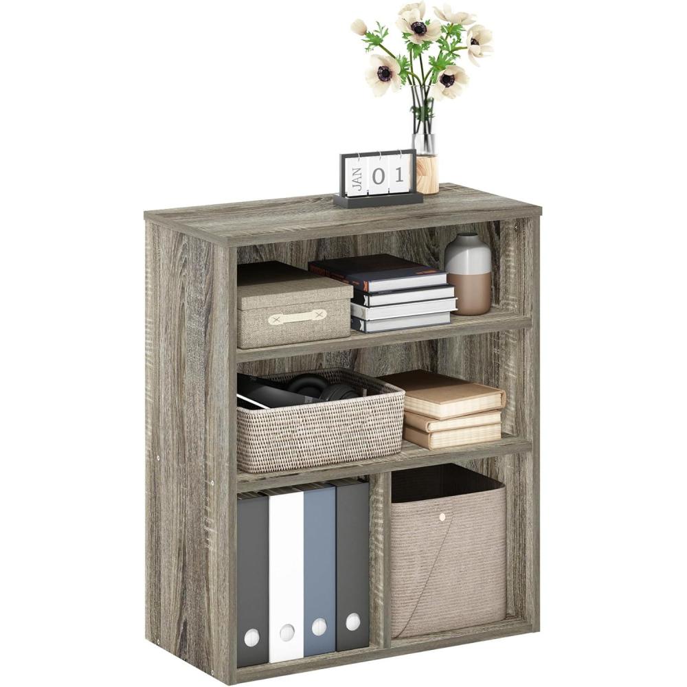 imageFurinno Pasir 3 Tier Display Bookcase WhiteFrench Oak