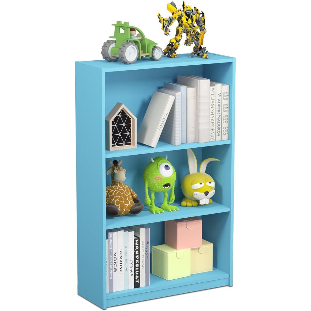 imageFurinno Pasir 3 Tier Display Bookcase WhiteLight Blue