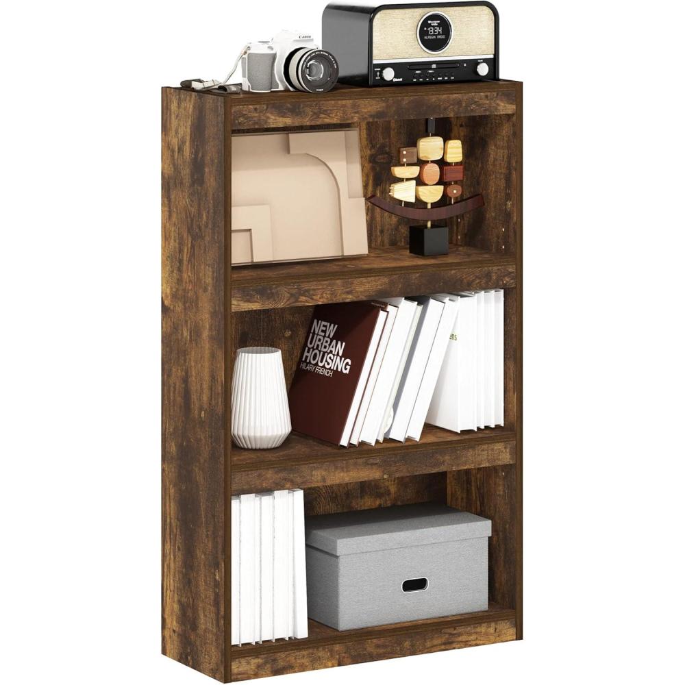 imageFurinno Pasir 3Tier No Tool Assembly Open Shelf Bookcase WhiteAmber Pine
