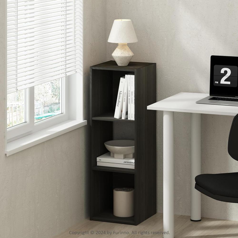 imageFurinno Pasir 3Tier Shelf with 3 DoorRound Handle Light CherryEspresso