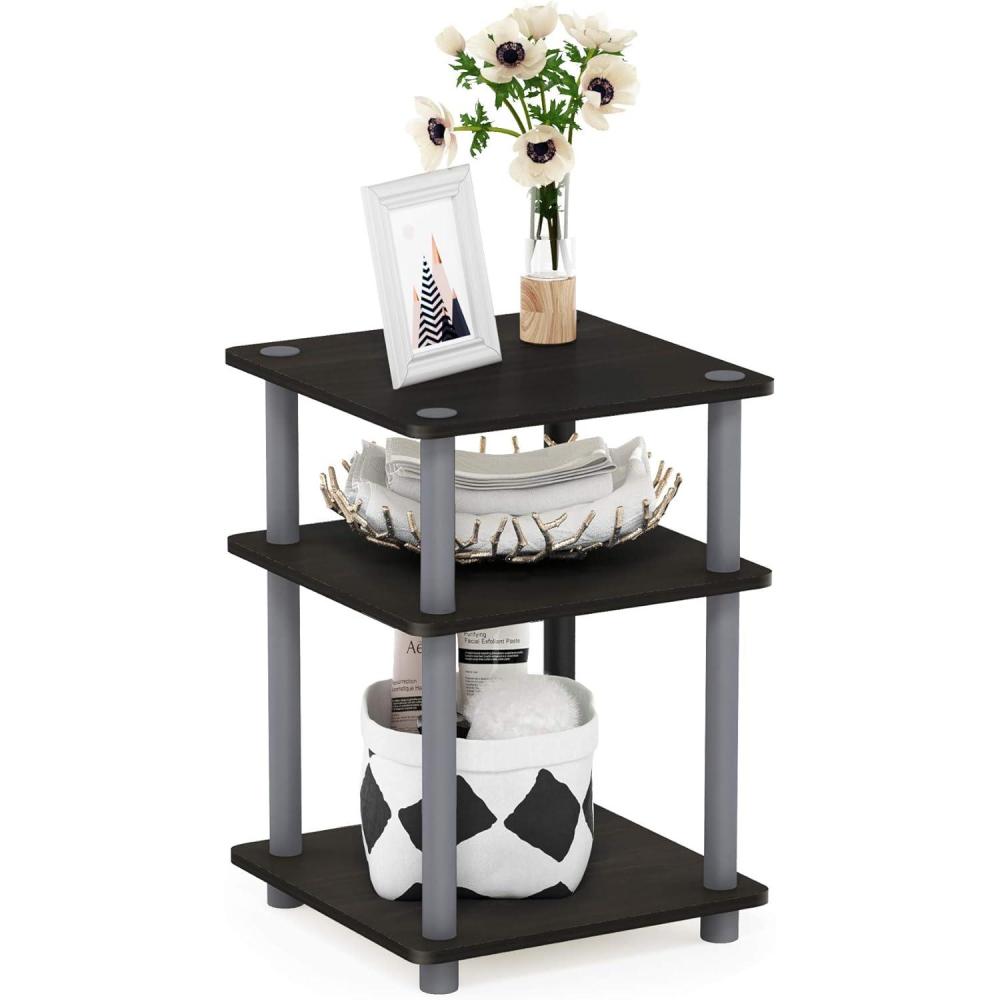 imageFurinno TURNNTUBE Side Table 3Tier End Table Open Shelves Nightstand Night Stand Bedside Table Easy Assembly for Living Room Bedroom EspressoEspresso
