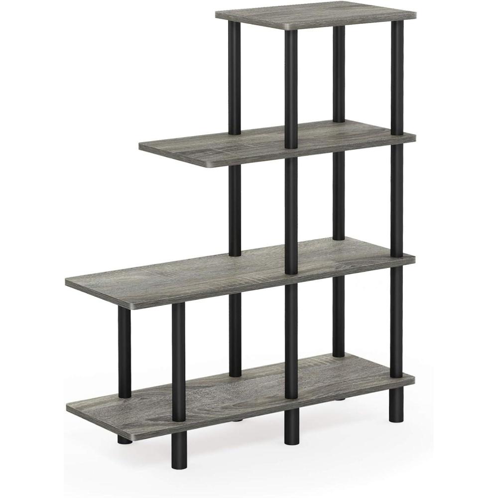 imageFurinno TurnNTube 2Tier Multipurpose Wide Shelf EspressoBlackFrench Oak GreyBlack