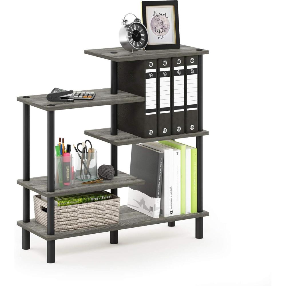 imageFurinno TurnNTube 2Tier Multipurpose Wide Shelf EspressoBlackFrench OakBlack