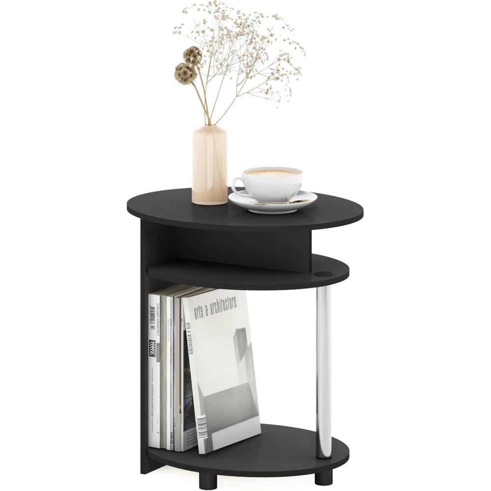 imageFurinno TurnNTube Easy Assembly Multipurpose End Table  Side Table  Sofa Table  Nightstand Classic Tubes French Oak GreyBlackAmericanoChrome