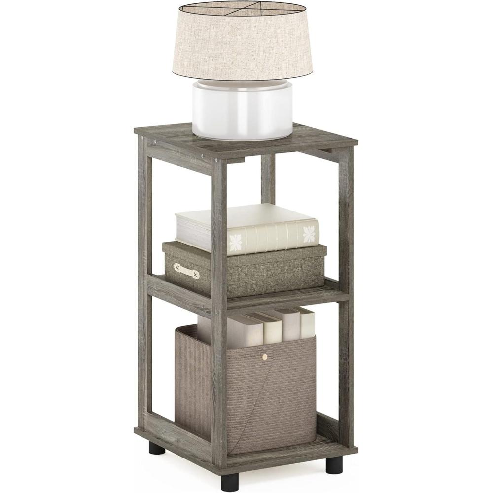 imageFurinno TurnNTube Easy Assembly Multipurpose End Table  Side Table  Sofa Table  Nightstand Classic Tubes French Oak GreyBlackFrench Oak