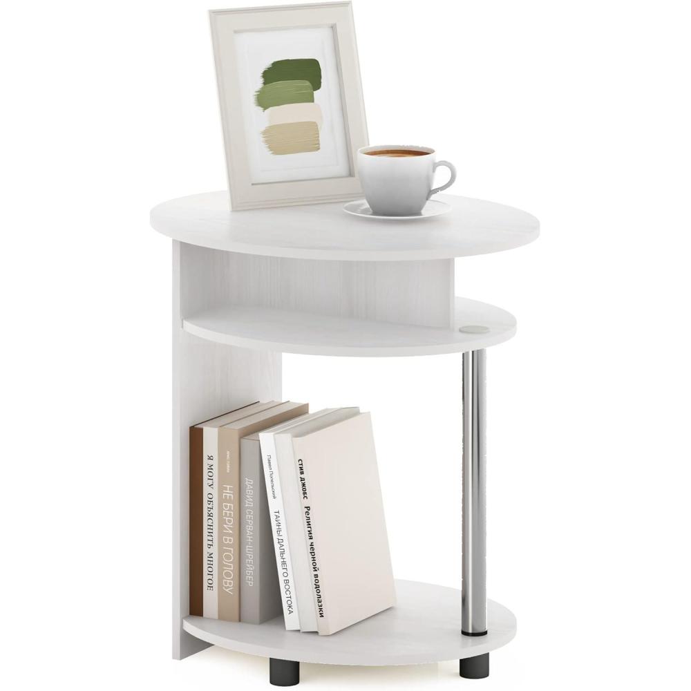 imageFurinno TurnNTube Easy Assembly Multipurpose End Table  Side Table  Sofa Table  Nightstand Classic Tubes French Oak GreyBlackWhite OakChrome