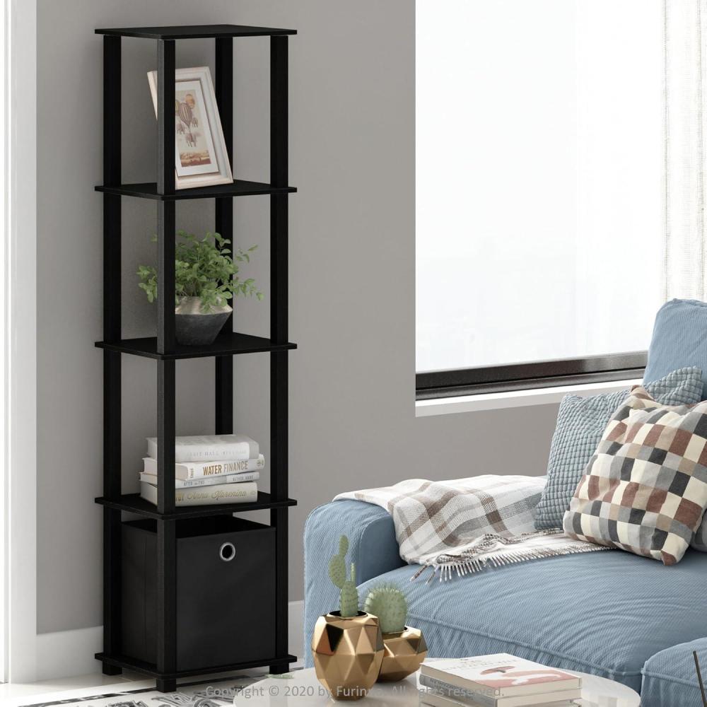 imageFurinno TurnNTube No Tools Decorative Display Shelf 5Cube AmericanoBlackBlackBlack