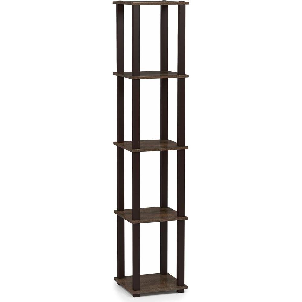 imageFurinno TurnNTube No Tools Decorative Display Shelf 5Cube AmericanoBlackWalnutBrown