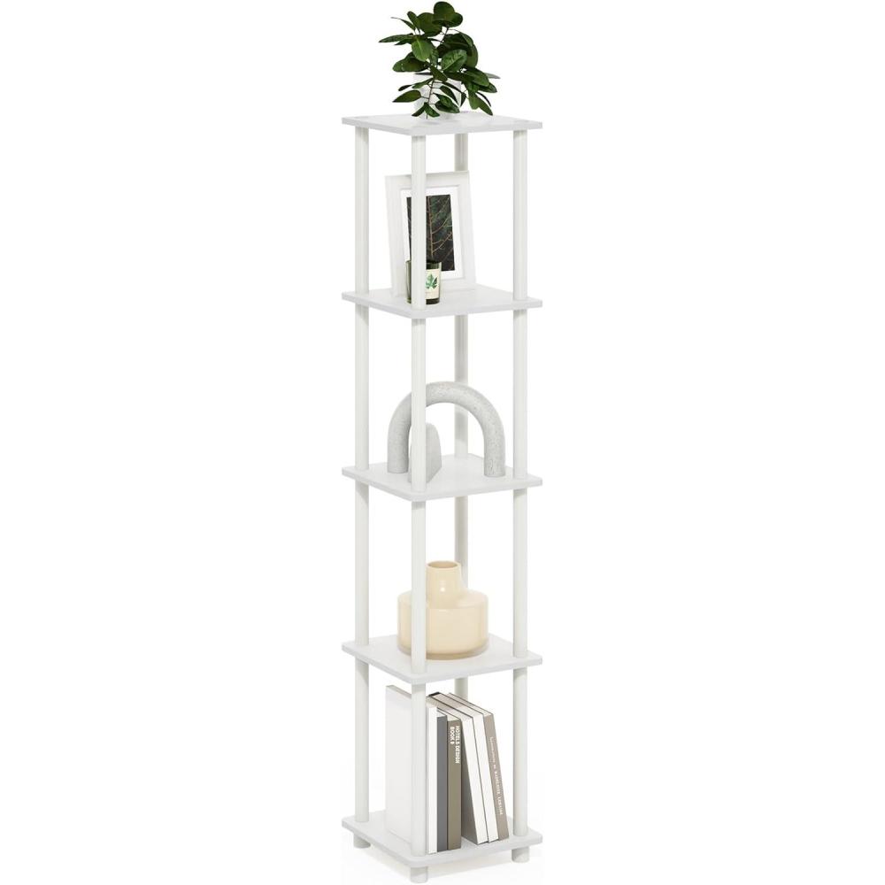 imageFurinno TurnNTube No Tools Decorative Display Shelf 5Cube AmericanoBlackWhiteWhite