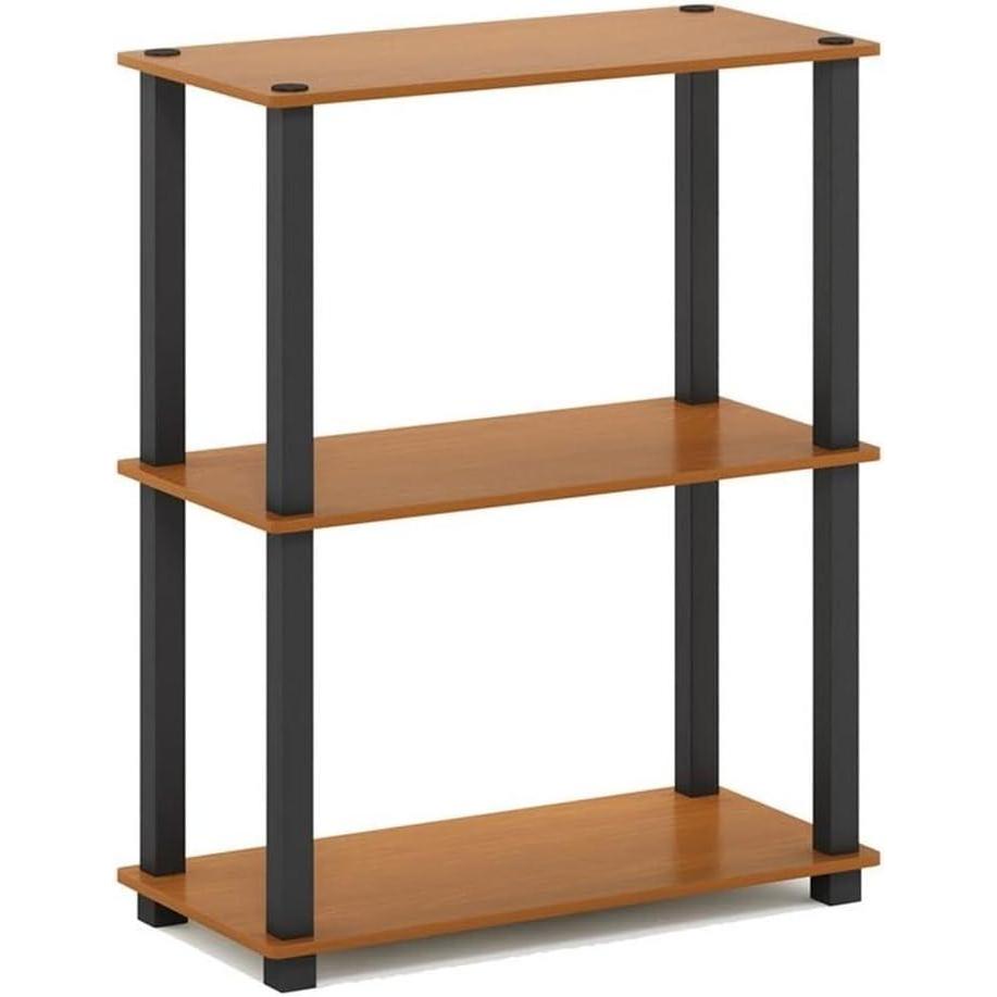 imageFurinno TurnSTube 3Tier Compact Multipurpose Shelf Display Rack with Square Tube Light BlueWhiteLight CherryBlack