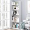 Furinno JAYA Book Shelf, 5-Tier Bookshelf, Bookcase with Adjustable Shelves, 9.5″ x 24.5″ x 71.2″, for Organization and Storage, for Living Room, Bedroom, Home Office, Amber Pine(White)