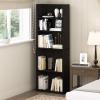 Furinno JAYA Book Shelf, 5-Tier Bookshelf, Bookcase with Adjustable Shelves, 9.5″ x 24.5″ x 71.2″, for Organization and Storage, for Living Room, Bedroom, Home Office, Amber Pine(Espresso)