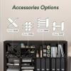 Furinno LACi 4-Bins System Rack, 11.3(W) x 28.8(H) Inch, Espresso/Black(Black Dark Oak)