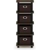 Furinno LACi 4-Bins System Rack, 11.3(W) x 28.8(H) Inch, Espresso/Black(Columbia Walnut/Black/Dark Brown)