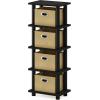 Furinno LACi 4-Bins System Rack, 11.3(W) x 28.8(H) Inch, Espresso/Black(Espresso/Black)