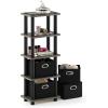 Furinno LACi 4-Bins System Rack, 11.3(W) x 28.8(H) Inch, Espresso/Black(French Oak Grey/Black)
