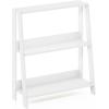 Furinno Ladder Bookcase Display Shelf, 5-Tier, French Oak(White)
