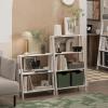 Furinno Ladder Bookcase Display Shelf, 5-Tier, French Oak(White)