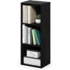 Furinno Pasir 3-Tier No Tool Assembly Open Shelf Bookcase, White(Darkwood)