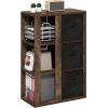 Furinno Pasir 3-Tier Shelf with 3 Door/Round Handle, Light Cherry(Amber Pine)