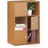Furinno Pasir 3-Tier Shelf with 3 Door/Round Handle, Light Cherry(Light Cherry)