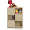 Furinno Pasir 3-Tier Shelf with 3 Door/Round Handle, Light Cherry(Steam Beech)