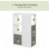 Furinno Pasir 3-Tier Shelf with 3 Door/Round Handle, Light Cherry(White)
