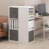 Furinno Pasir 3-Tier Shelf with 3 Door/Round Handle, Light Cherry(White)