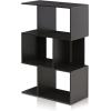 Furinno SIMPLY Book Shelf, 3-Tier Geometric Bookshelf, S-Shape Bookcase with Open Shelf, 11.8″ x 23.6″ x 37.3″, for Organization and Storage, for Living Reoom, Bedroom, Home Office, Espresso