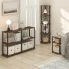 Furinno TURN-N-TUBE Corner Shelf, 5-Tier Corner Bookshelf, Open Storage Shelves, for Organization and Storage, Living Room, Home Office, Garage, Bedroom, Black(Amber Oak/Black)