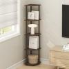 Furinno TURN-N-TUBE Corner Shelf, 5-Tier Corner Bookshelf, Open Storage Shelves, for Organization and Storage, Living Room, Home Office, Garage, Bedroom, Black(Black Walnut/Brown)
