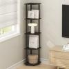 Furinno TURN-N-TUBE Corner Shelf, 5-Tier Corner Bookshelf, Open Storage Shelves, for Organization and Storage, Living Room, Home Office, Garage, Bedroom, Black(Black Espresso/Black)