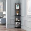 Furinno TURN-N-TUBE Corner Shelf, 5-Tier Corner Bookshelf, Open Storage Shelves, for Organization and Storage, Living Room, Home Office, Garage, Bedroom, Black(Black/Grey)
