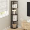 Furinno TURN-N-TUBE Corner Shelf, 5-Tier Corner Bookshelf, Open Storage Shelves, for Organization and Storage, Living Room, Home Office, Garage, Bedroom, Black(Brown Grain/Black)