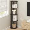 Furinno TURN-N-TUBE Corner Shelf, 5-Tier Corner Bookshelf, Open Storage Shelves, for Organization and Storage, Living Room, Home Office, Garage, Bedroom, Black(Dark Mocha)