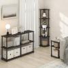 Furinno TURN-N-TUBE Corner Shelf, 5-Tier Corner Bookshelf, Open Storage Shelves, for Organization and Storage, Living Room, Home Office, Garage, Bedroom, Black(Dark Mocha)