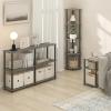 Furinno TURN-N-TUBE Corner Shelf, 5-Tier Corner Bookshelf, Open Storage Shelves, for Organization and Storage, Living Room, Home Office, Garage, Bedroom, Black(Grey Oak/Black)