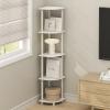 Furinno TURN-N-TUBE Corner Shelf, 5-Tier Corner Bookshelf, Open Storage Shelves, for Organization and Storage, Living Room, Home Office, Garage, Bedroom, Black(Plain White)