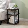Furinno TURN-N-TUBE Side Table, 3-Tier End Table, Open Shelves Nightstand, Night Stand, Bedside Table, Easy Assembly, for Living Room, Bedroom, Espresso(Brown Walnut/Black)