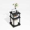 Furinno TURN-N-TUBE Side Table, 3-Tier End Table, Open Shelves Nightstand, Night Stand, Bedside Table, Easy Assembly, for Living Room, Bedroom, Espresso(Darkwood/Black)