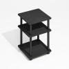 Furinno TURN-N-TUBE Side Table, 3-Tier End Table, Open Shelves Nightstand, Night Stand, Bedside Table, Easy Assembly, for Living Room, Bedroom, Espresso(Darkwood/Black)